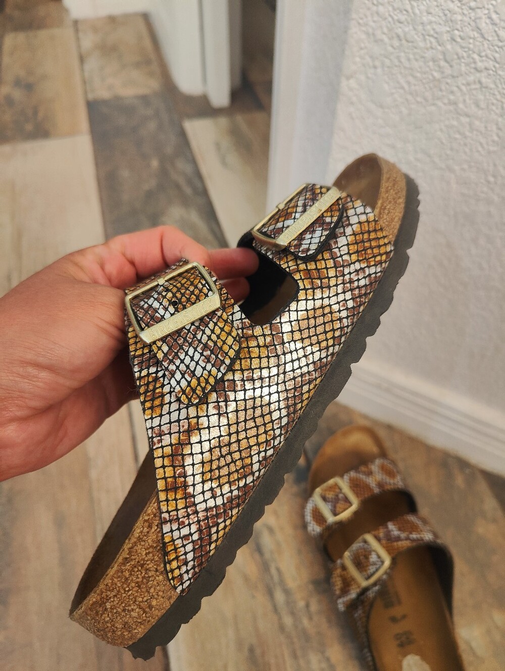 Birkenstock Arizona Sandals Black Silver Snake Print, 40 - Picture 3 of 5